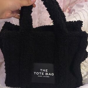 Marc Jacobs Black Sherpa Tote with Logo Patch